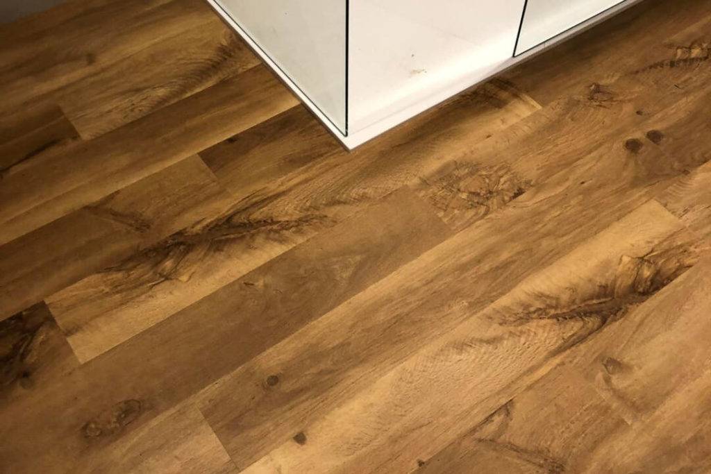 Wood floor in a shower room