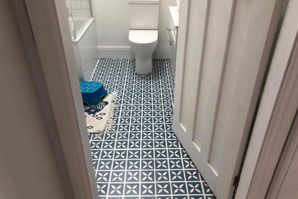 Modern Monocrome Lvt Fitted To Bathroom Floor